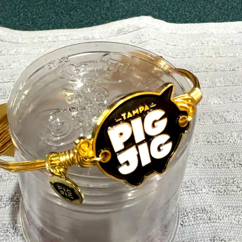 Gold Bourbon and Bowties Tampa Pig Jig Bracelet